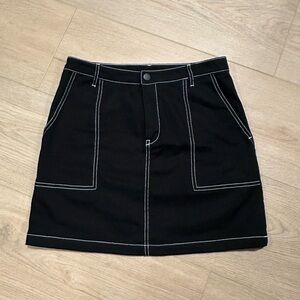 H&M Black Mini Skirt with Contrast Stitching